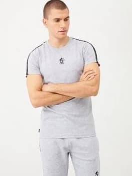 Gym King Printed Tape Tee - Grey Marl, Size L, Men