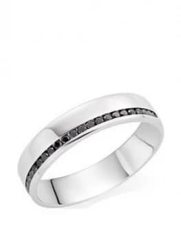 Beaverbrooks Platinum Black Diamond Mens Wedding Ring