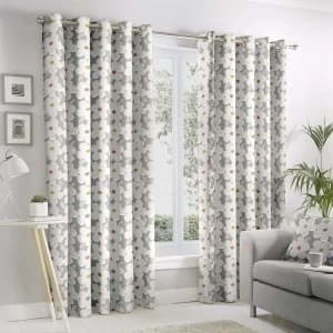 Fusion Aura Fully Lined Eyelet Curtains - Grey