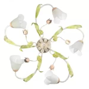 Wilma 5 Light Flower Multi Arm Semi Flush Ceiling Lamp, Glass Shades