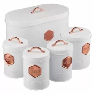 Cooks Professional G3571 White and Copper 5 Piece Kitchen Storage Set