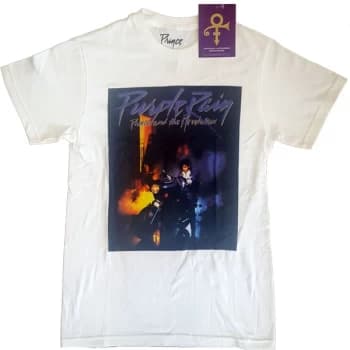 Prince - Purple Rain Square Unisex Large T-Shirt - White