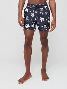 Ted Baker Hertford Floral Swim Shorts - Dark Navy, Dark Navy, Size 3, Men
