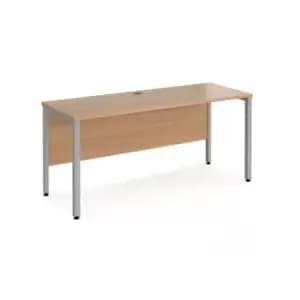 Office Desk 1600mm Rectangular Desk With Bench Leg Beech Tops With Silver Frames 600mm Depth Maestro 25