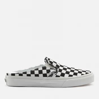 Vans Womens Checkerboard Classic Slip-On Mules - Black/True White - UK 3