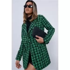 I Saw It First Green & Black Super Oversized Dogtooth Blazer - Green