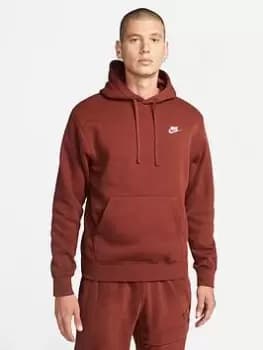 Nike NSW Club Fleece Overhead Hoodie - Brown , Brown, Size L, Men