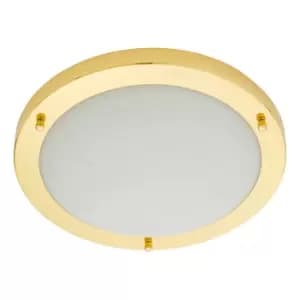 Spa 310mm Delphi LED Flush Ceiling Light 18W Cool White Opal Glass and Brass