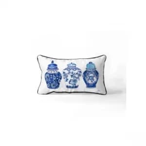 YST0285 Dark Blue Blue White Cushion