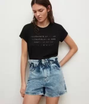 AllSaints Womens Address Anna T-Shirt, Black, Size: 12