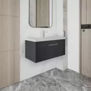 Hudson Reed Juno Wall Hung 1-Drawer Vanity Unit with Basin 2 800mm Wide - Graphite Grey