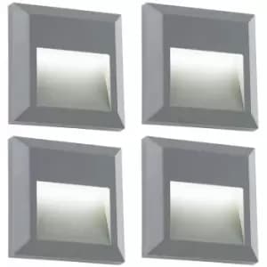 4 PACK Square IP65 Guide Light - Indirect 1.1W Warm White LED - Gray ABS