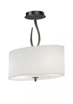 Semi Flush Ceiling 2 Light E27, Satin Nickel with White Shade