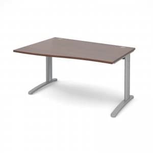 TR10 Left Hand Wave Desk 1400mm - Silver Frame Walnut Top