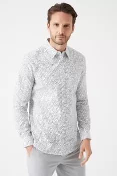 Mens White Slim Fit Ditsy Floral Print Shirt