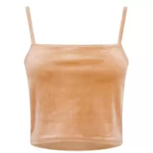 Skinny Dip Velvet Crop Vest - Brown