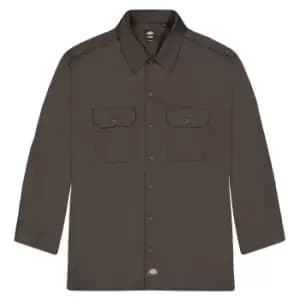 dickies WORK LONGSLEEVE SHIRT, brown