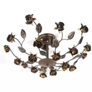 Onli Carolina Flower Design Multi Arm Semi Flush Ceiling Lamp, Bronze