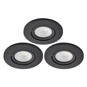 Spa Como LED Tiltable Fire Rated Downlight 5W Dimmable 3 Pack Cool White Satin Black IP65