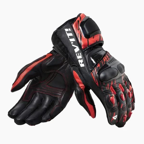 REV'IT! Quantum 2 Neon Red Black Motorcycle Gloves Size 2XL