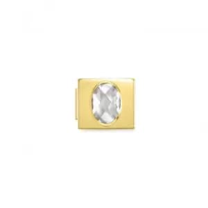 Classic Glam Cubic Zirconia Gold White Link Charm 230606/01