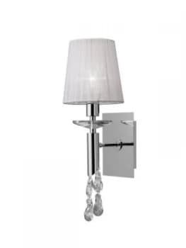 Wall Lamp Switched 1+1 Light E14+G9, Polished Chrome with White Shade & Clear Crystal