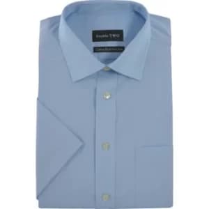 Mens 17" Short Sleeve Blue Poplin Shirt