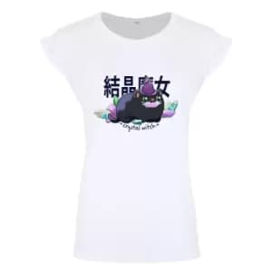 Kawaii Coven Womens/Ladies Crystal Witch T-Shirt (L) (White/Black)