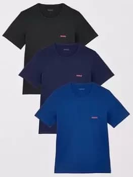 HUGO Bodywear 3 Pack T-Shirt - Dark Blue, Dark Blue Size M Men