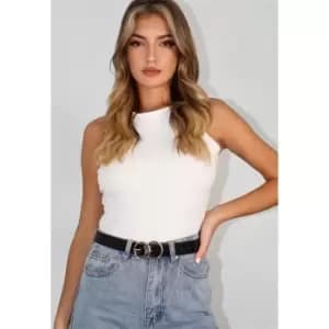 Missguided Double Ring Croc Hip Belt - Black