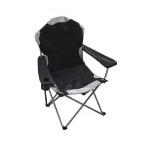 Deluxe Folding Padded Camping Chairs High Back - Multiple Colours - Black (1 Chair) - Black - Hyfive