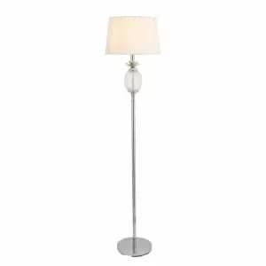 Nielsen Levico Contemporary Modern Pineapple Design Floor Lamp In Clear Glass And Chrome Finish Floor With A White Tapered Shade