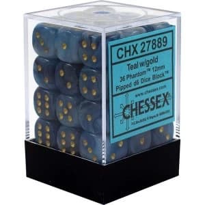 Chessex 12mm d6 Dice Block: Phantom Teal/gold