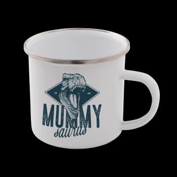 Mummy Saurus Enamel Mug - White