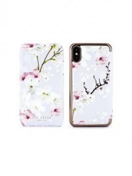 Ted Baker Breek Mirror Folio Case for iPhone X - Oriental Blossom, Grey, Women