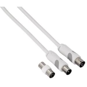 Thomson Antenna cable coax plug - coax socket 2.5m 80dB, incl. adapter - White