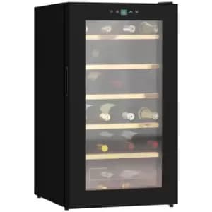 HOMCOM 24 Bottles Freestanding Wine Fridge w/ Glass Door, 65L Single Zone Wine Cooler Fridge w/ Digital Touch Screen Controls, LED Light, Black