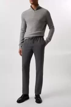 Mens Slim Fit Grey Drawstring Trousers