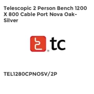 TC Group Telescopic 2 Person Bench 1200 x 800 Cable Port Nova Oak-Silver
