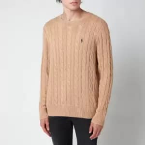 Polo Ralph Lauren Mens Cable Knit Cotton Jumper - Camel Melange - XL