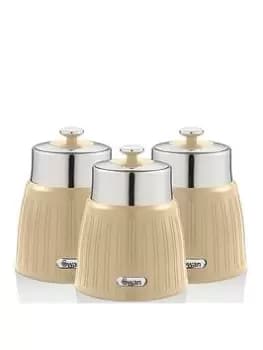 Swan Retro Set Of 3 Storage Canisters - Cream