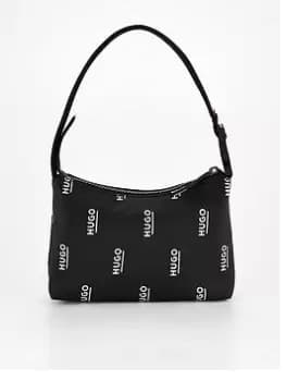 Hugo Ethon All Over Logo Nylon Shoulder Bag - Black