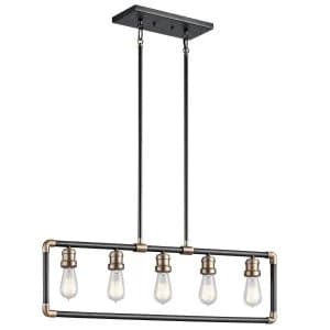 5 Light Ceiling Chandelier Pendant Bar Light Black, Natural Brass, E27