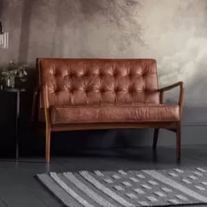 Gallery Direct Humber 2 Seater Sofa Vintage Brown Leather