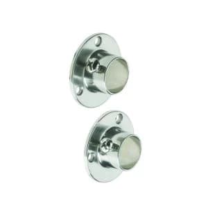 Wickes Interior Wardrobe Rail Retaining Socket - 19mm Brushed Nickel Pack of 2