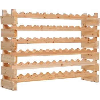 72 Bottle Shelf Wine Rack Holder Standing Holds Storage Pine Wood Cellar - Homcom