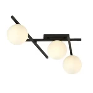 Emibig Smart Black Globe Ceiling Light with White Glass Shades, 3x E14