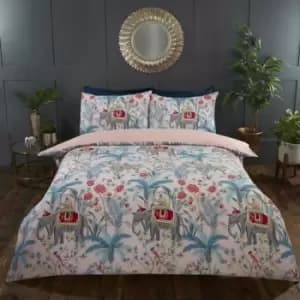Jungle Expedition Blush Double Duvet Cover Set, Reversible Bedding Bed Quilt Set