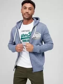 Superdry Vintage Zip Hoodie, Blue, Size L, Men