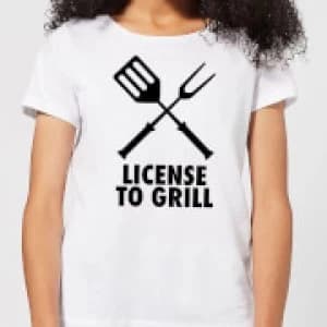 License to Grill Womens T-Shirt - White - 3XL